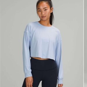 lululemon athletica Light Blue Long Sleeve Crop Top
